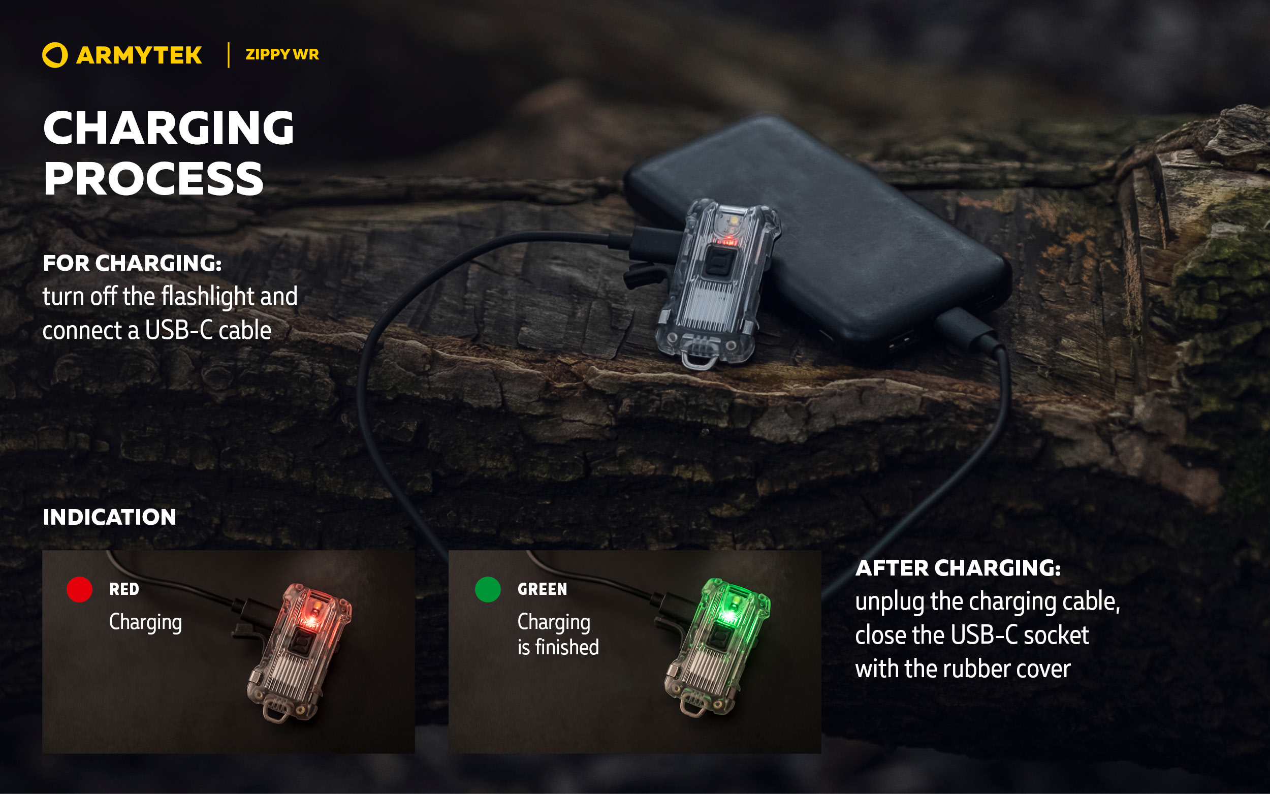 Armytek Zippy WR USB-C Compact Multi Flashlight with white and red